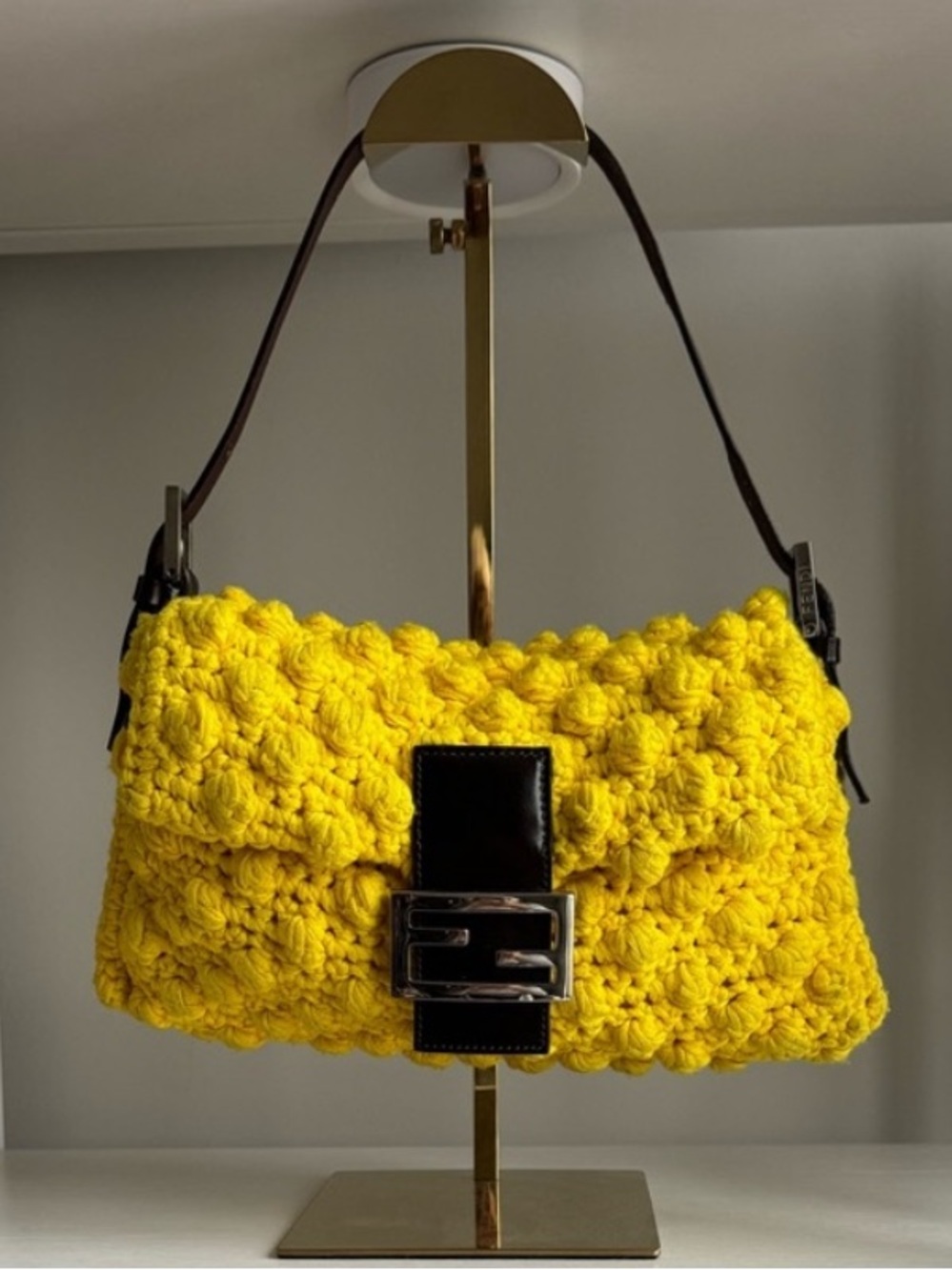 Fendi Vintage Yellow Knitted Baguette 🍋